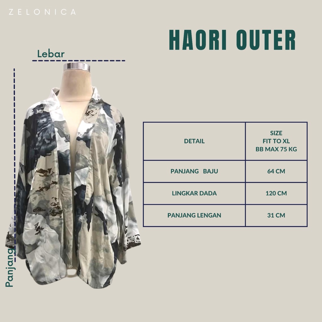 Zelonica Outer Haori Motif Bahan Rayon