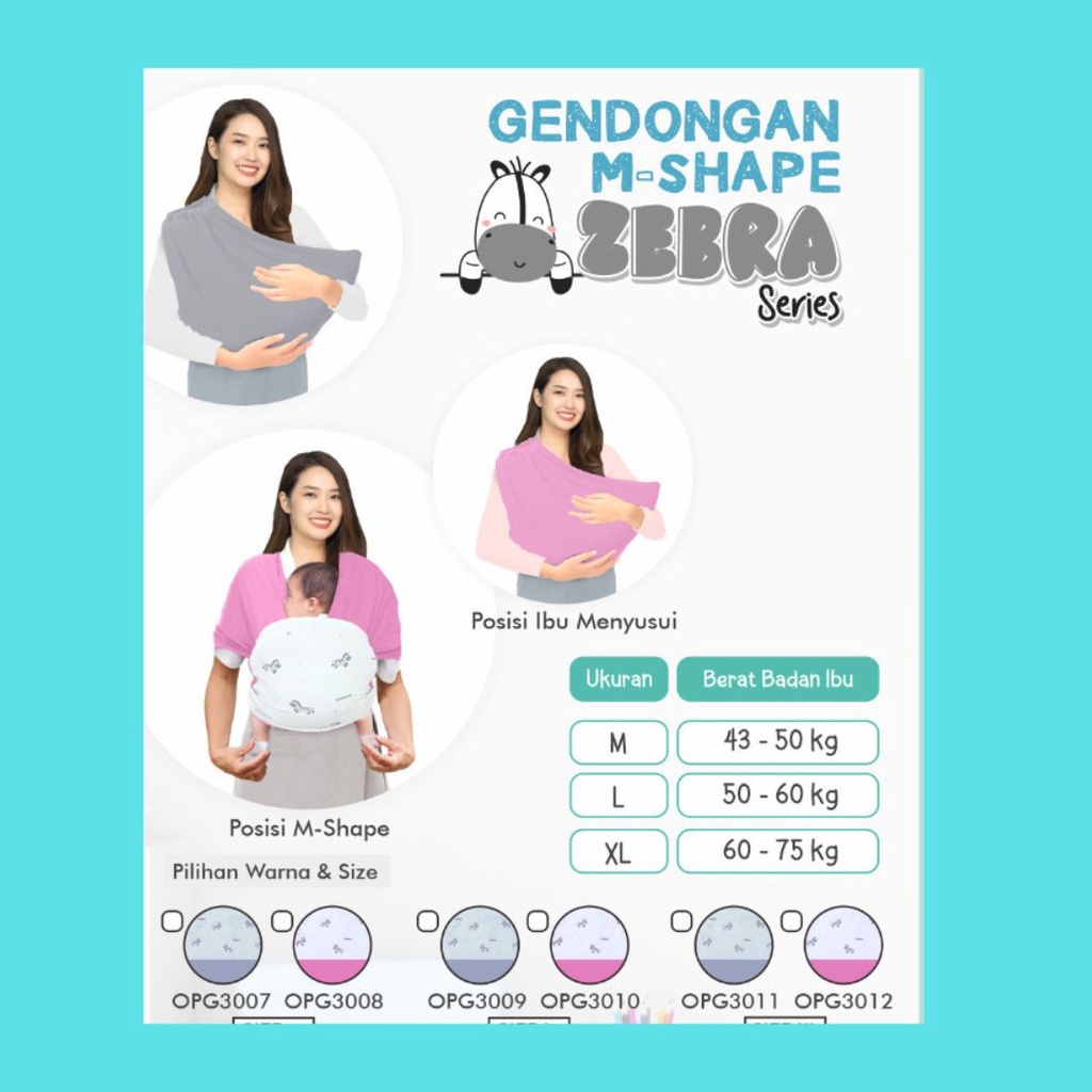 Omiland Gendongan Bayi Instant M-Shape Zebra Series - OPG300M-Shape