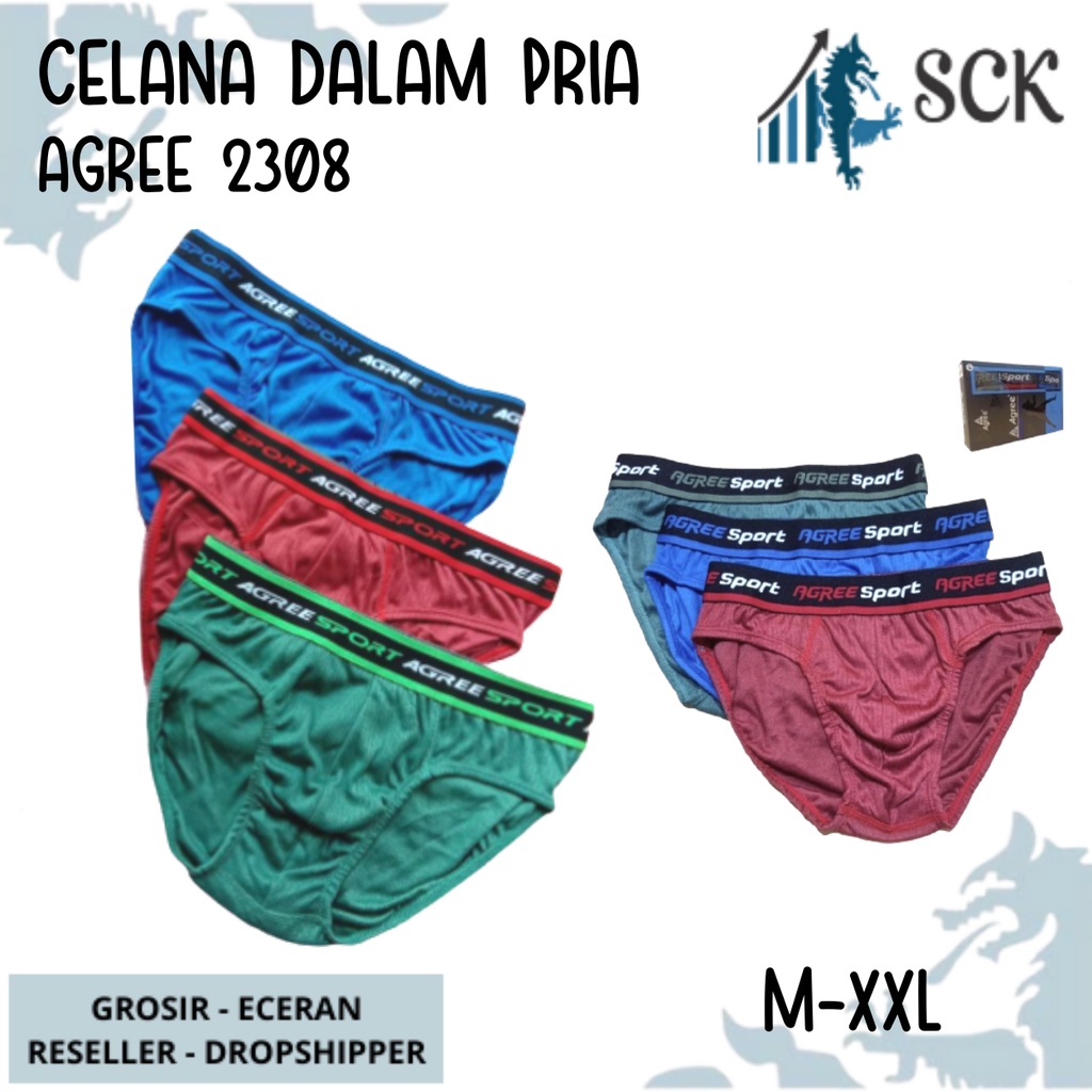 [ISI 1] Celana Dalam Olahraga Pria AGREE 2308 / CD Pinggang Karet MODEL BOXER Sport / Pakaian Dalam Cowok - sckmenwear GROSIR