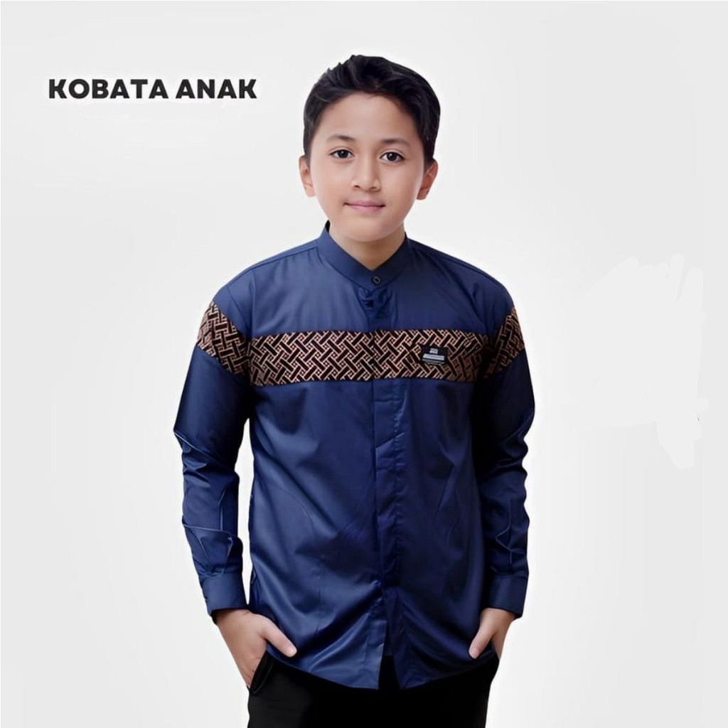 Baju Koko Kurta Ayah dan Anak Lengan Panjang Matt Cotton M L XL