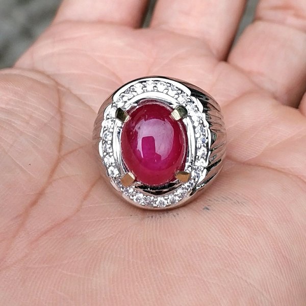 Batu Cincin  BATU AKIK PERMATA NATURAL STAR RED RUBY BLOOD PIGEON CORUNDUM PGS394