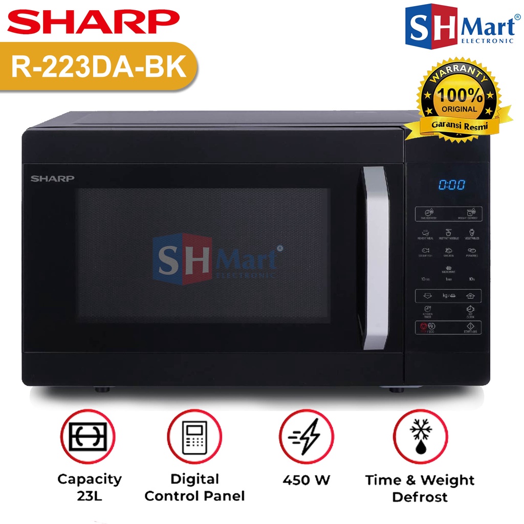 MICROWAVE SHARP SOLO KAPASITAS 23 LITER R-223MABK / R-223DABK 450 WATT GARANSI RESMI