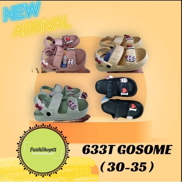 Sandal selop anak perempuan duoble strap Terbaru 633T ( 30-35 ) Gosome Sandal selop ban 2 Termurah