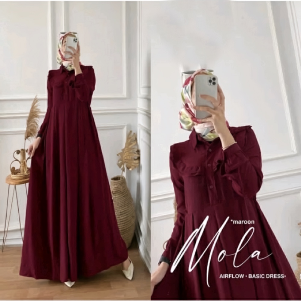 DRESS GAMIS MOLA BAHAN CRINCLE AIRFLOW / GAMIS WANITA