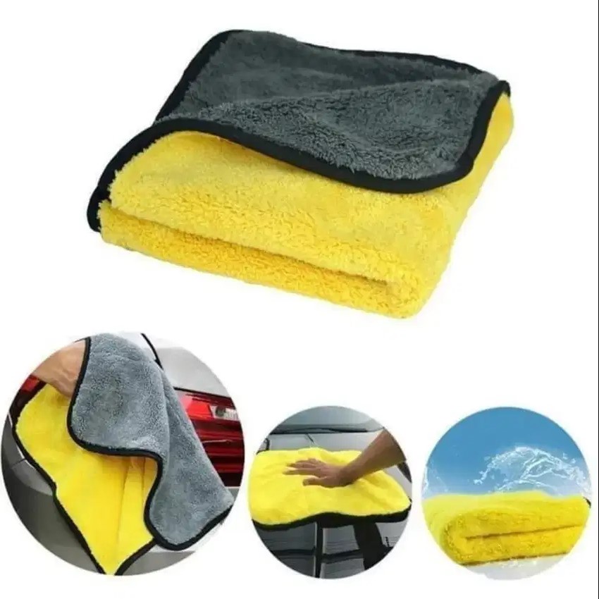 Kain Lap Halus Microfiber Kuning Abu Ukuran 30x30