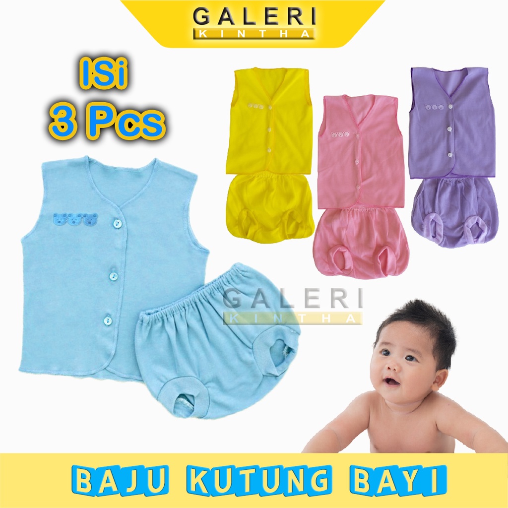 Setelan Baju Kutung Bayi Laki laki Perempuan Newborn Polos