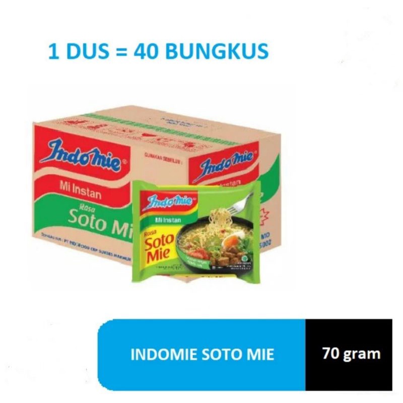 

Indomie Rasa Soto 70gram (1 Dus Isi 40 Pcs)