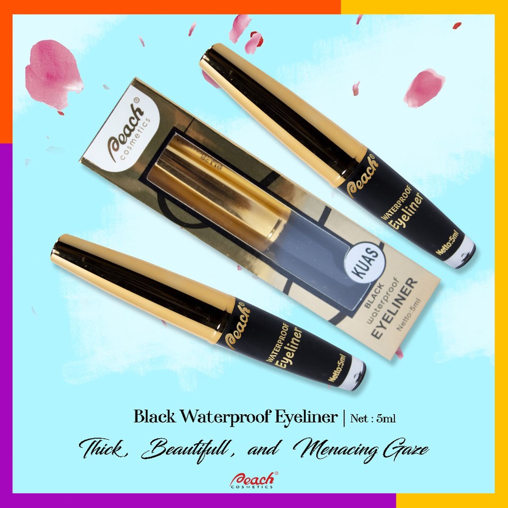 PEACH COSMETICS EYELINER WATERPROOF KUAS 5 ML / BPOM