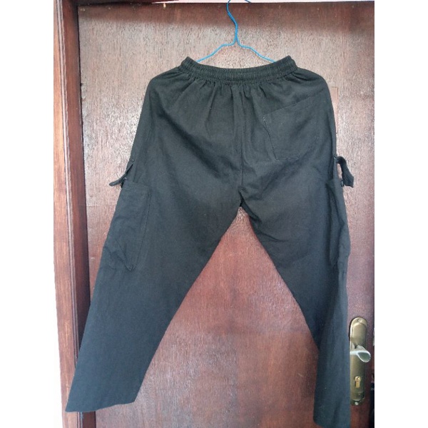 Celana cargo hitam second cargo pants second