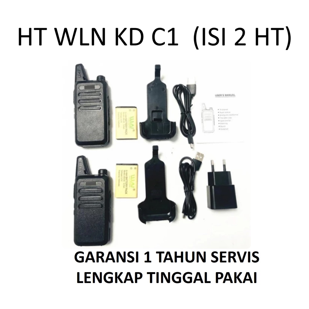 Toserba HT WLN 2 in 1 box KD C1 Hitam KD-C1 UHF Two Way Murah Handy Talky Single Band Radio WLAN BEST SELLER