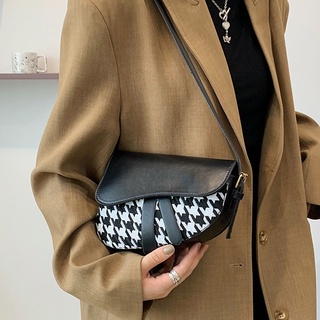 Bag Houndstooth Graphic Flap Saddle Bag Crossbody Bag 10045