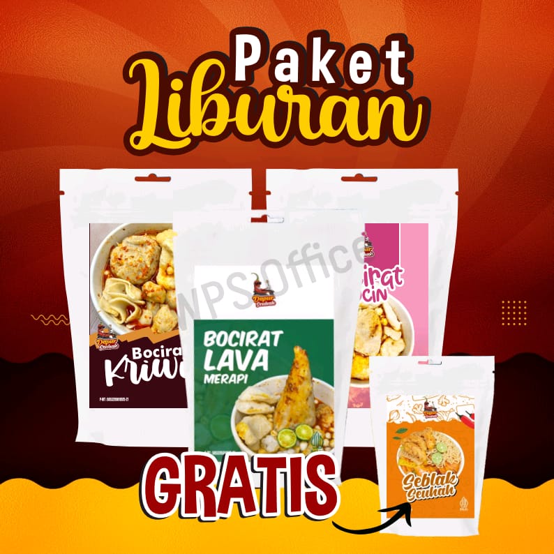 

Paket Liburan ( Bocirat Kriwil, Bocirat Lava, Bocirat Bucin ) +Free Seblak Instan