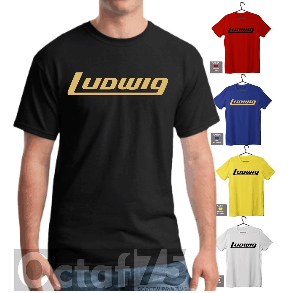 Kaos baju DRUM logo LUDWIG Pakaian DRUMER musisi band