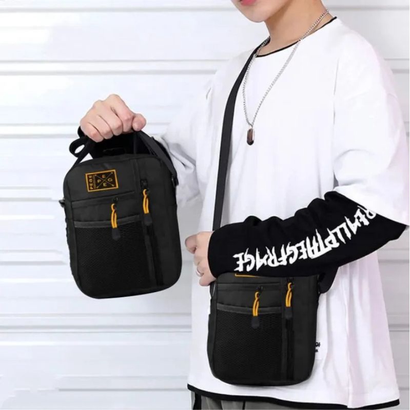 Tas Selempang Pria Wanita Slingbag Tas Casual Distro Marco Full Black -BG322