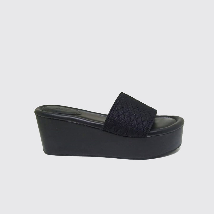 OLLA X ZAGIB | Sandal Wanita Premium Big Size Full Black Wedges Pesta Casual Ukuran Besar 40-45