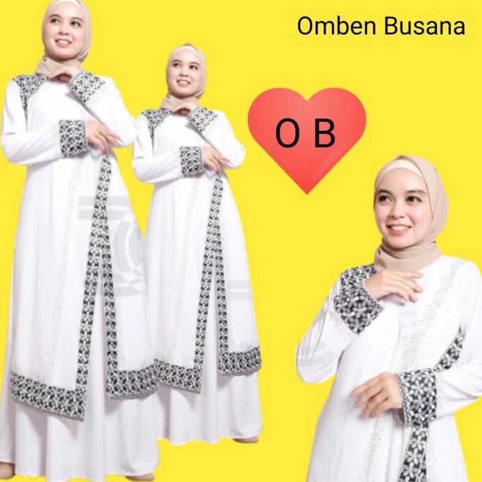 Gamis Abaya Putih Wanita Mewah Comera Fashion Jersey Mix Ceruty Payet