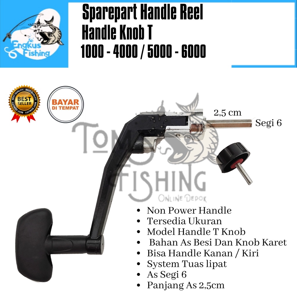 Sparepart Handle Reel Pancing T Knob 1000 - 6000 (Non Power Handle) Lipat Murah - Engkus Fishing