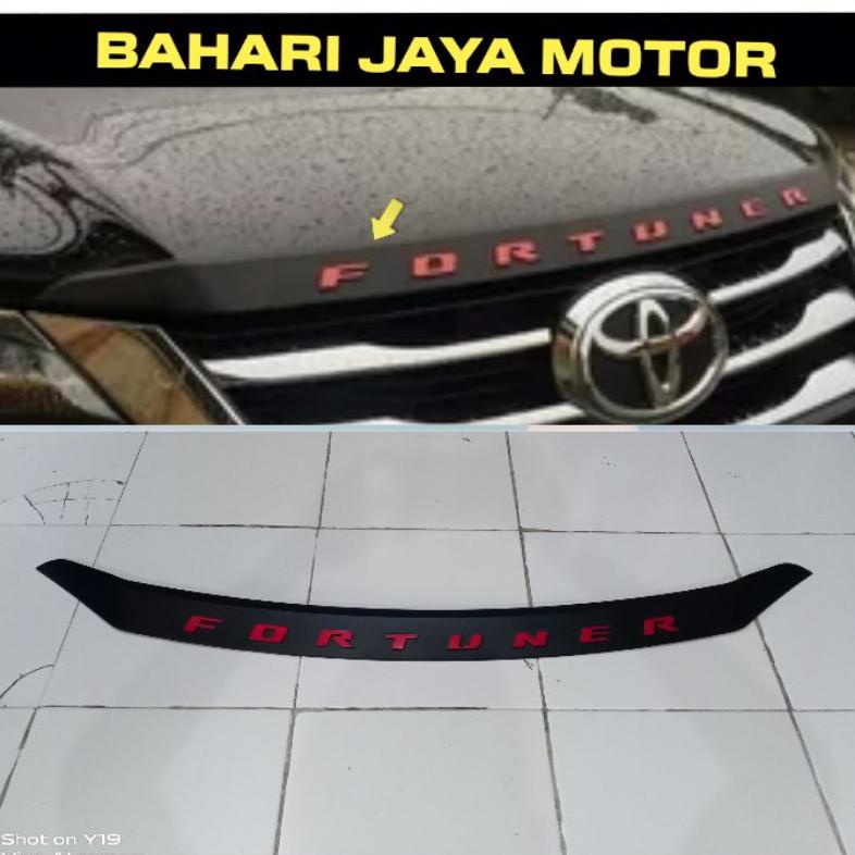 lis kap mesin all new fortuner hitam tulisan merah