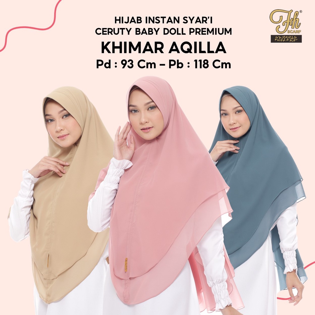 Hijab Instan Syari Khimar Aqilla Kerudung Pengajian Jumbo FH Scarf
