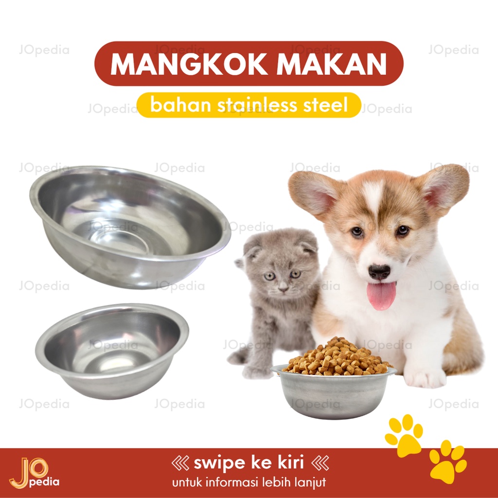 MANGKOK STAINLESS Tempat Makan Kucing Anjing Wadah Mangkuk Feeder