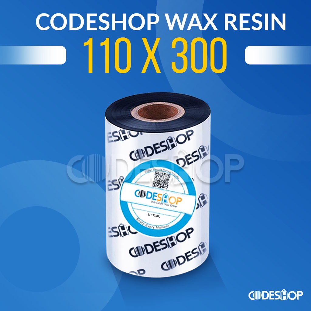 CODESHOP RIBBON WAX RESIN 110 x 300 METER UNTUK LABEL STIKER BARCODE