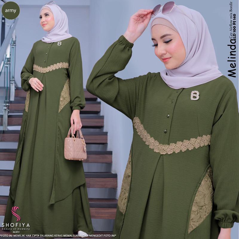 Gamis Terbaru Melda Maxy Dress Brukat Baju Kondangan Wanita Kekinian Melinda Dress Ori Shofiya Crinkle AirFlow Gaun Pesta Muslimah