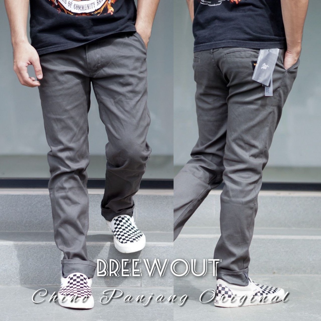 BREEWOUT Original Seri 022 Celana panjang casual pria celana panjang BREEWOUT chino panjag hitam