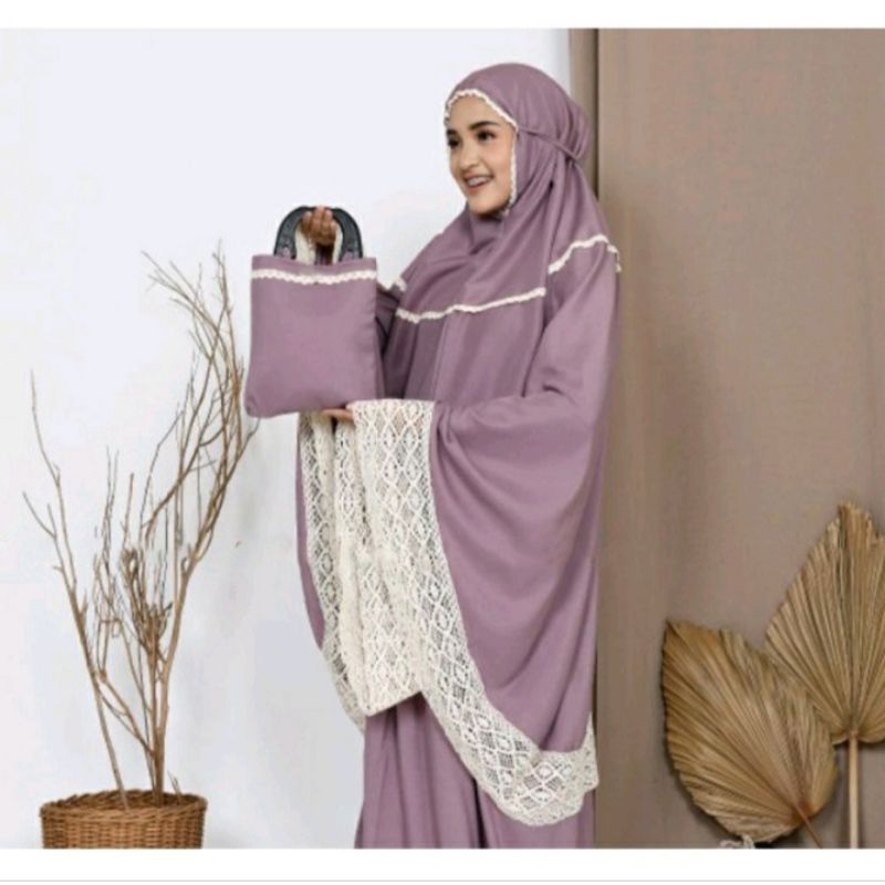 Mukena zianka Rajut Series Traveling Katun Renda Rajut Mukena Khadijah Pasteleena