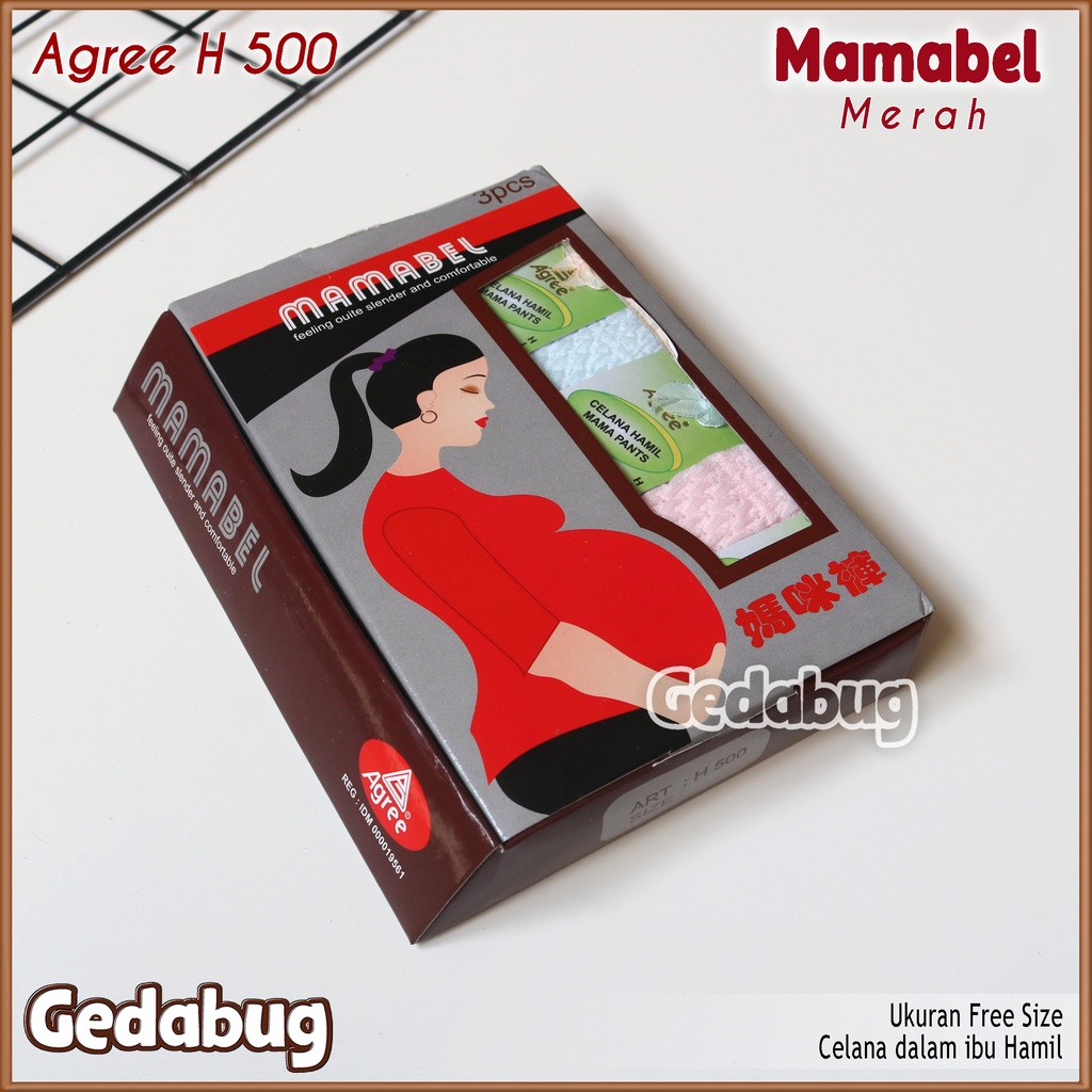 [ 3pc ] CD Wanita Hamil Agree H-500 Mamabel Merah | Celana dalam wanita Hamil Super Soft | Gedabug