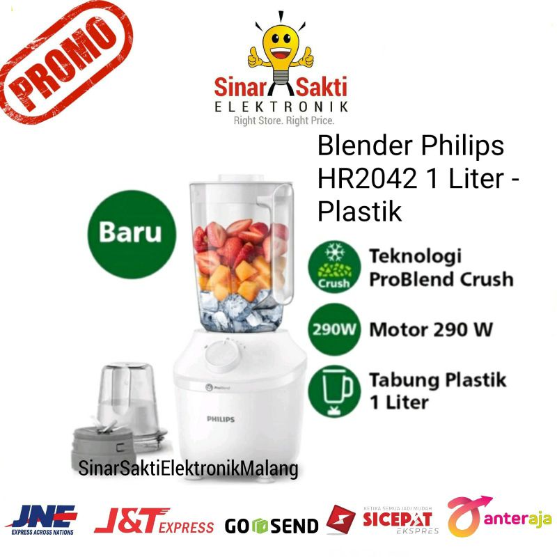 Blender Philips HR 2042 HR2042 1 Liter 1L Plastik Putih Phillips Malang Promo