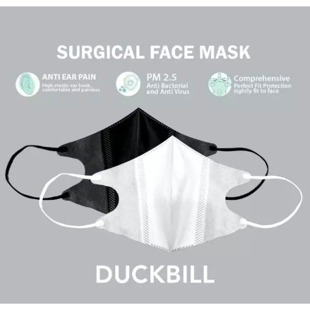 Masker Duckbil Garis Y&B isi 50 pc | Masker Duckbill We mask Dewasa Hitam dan Putih TERMURAH