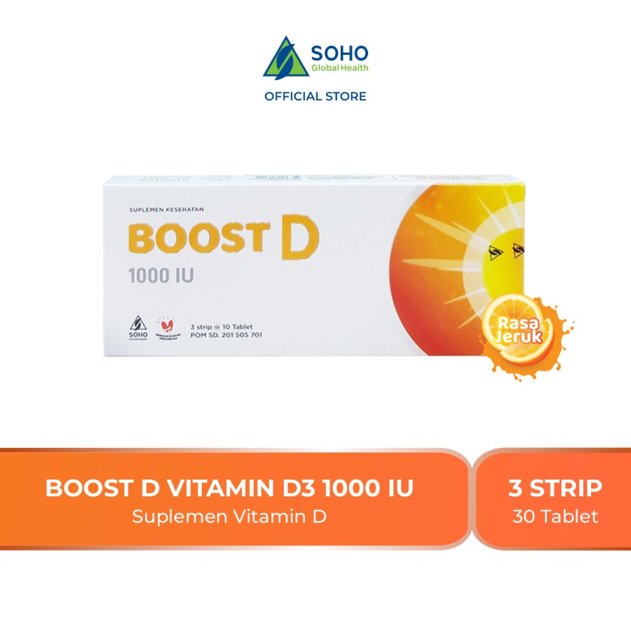 Boost D 1000 IU Suplemen Vitamin D 3 Strip Rasa Jeruk @10 Tablet