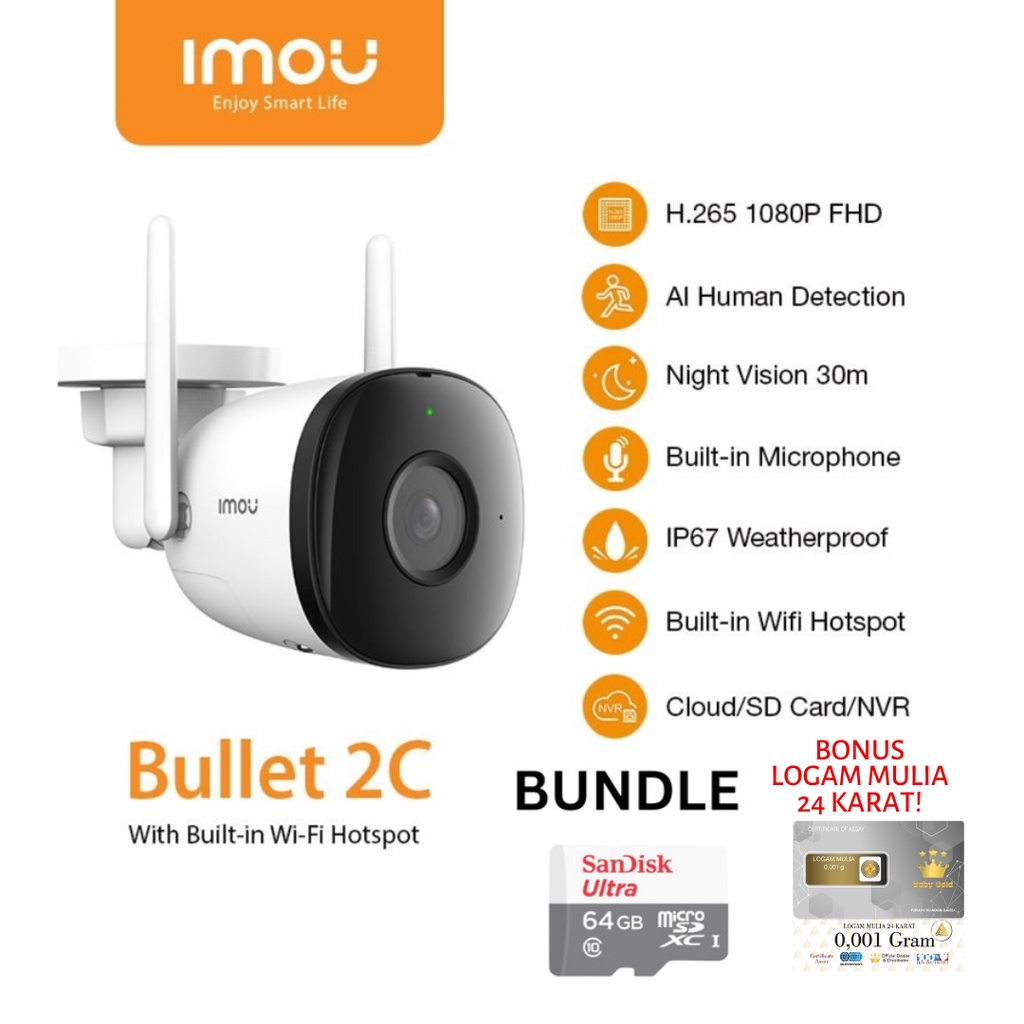 Imou Bullet 2C Wireless Smart IP Camera Outdoor IP67 Weatherproof