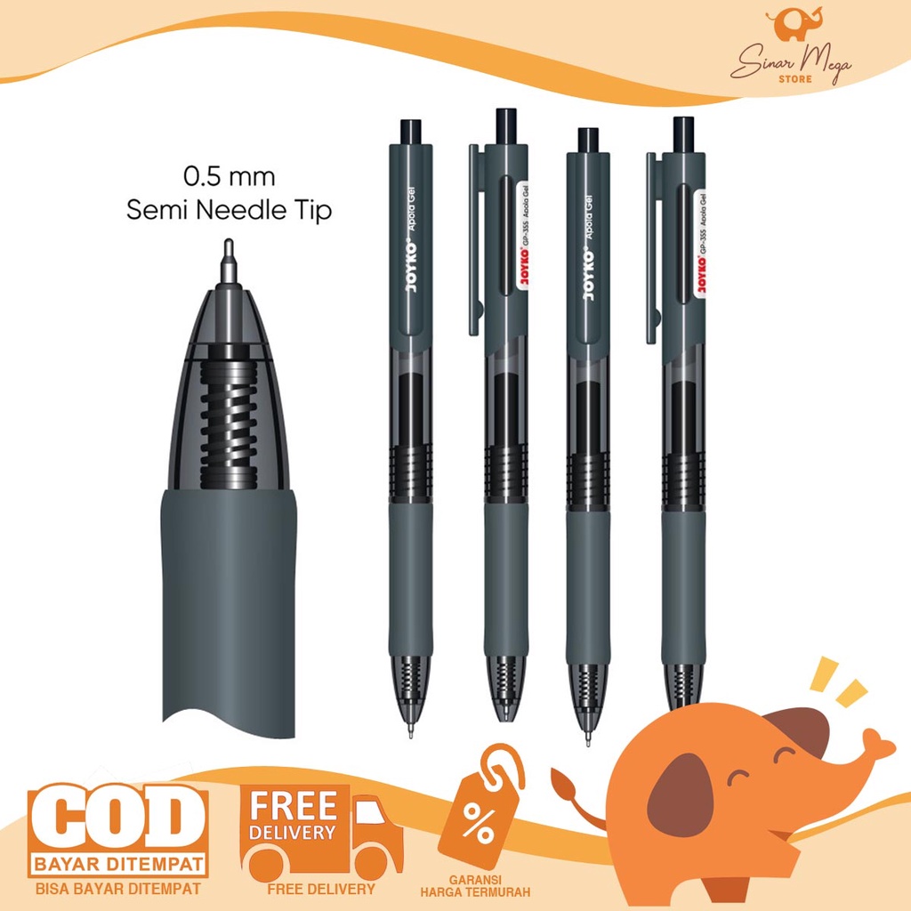 

Joyko Gel Pen GP-355 Apola 0.5mm Black / Pulpen Gel Warna Hitam Murah Berkualitas