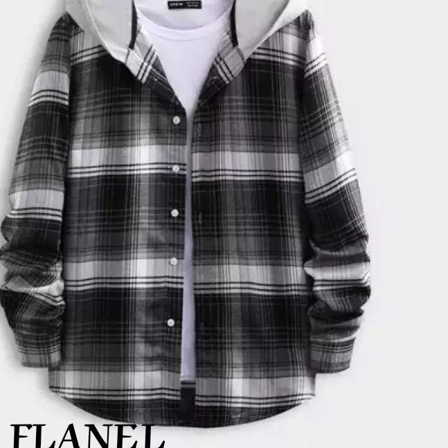 ➲ KEMEJA FLANEL HOODIE PANJANG - KEMEJA HOODIE PREMIUM PANJANG PRIA - HOODIE KEMEJA BERTUDUNG FLANEL