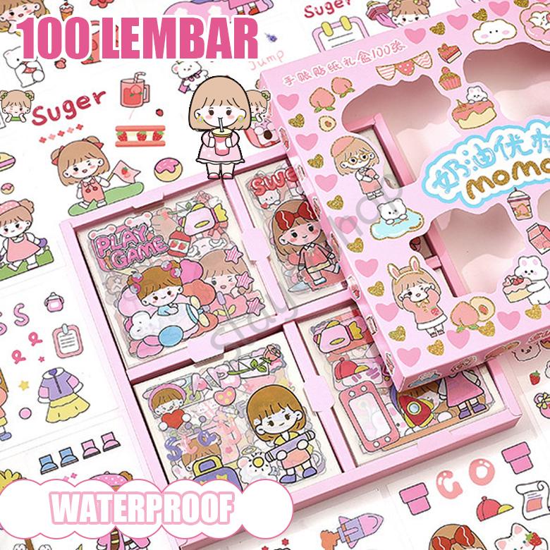 

SHOPEE MALL 100 Lembar Stiker Kartun Lucu Beruang Kelinci Scrapbooking DIY Serpihan Alat Tulis Dekoratif(Kotak/tas)