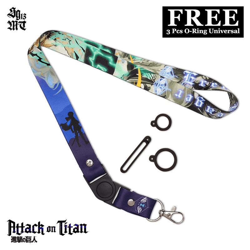 Lanyard id card holder name tag Hp Lanyard full printing ATTACK ON TITAN 3 pcs Oring