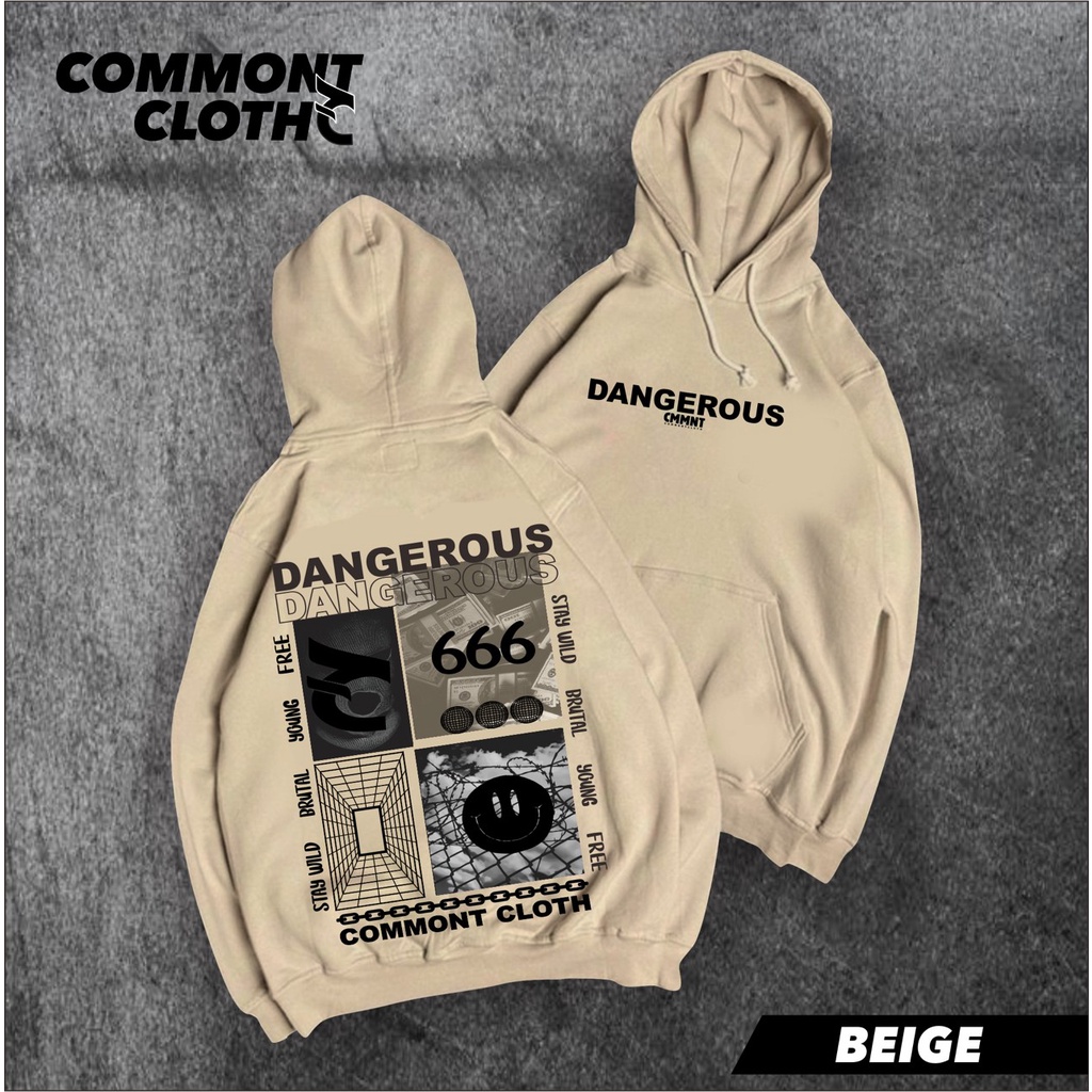 HOODIE DISTRO PRIA Commont Cloth Dangrous Hitam - Hoodie Jumper Commont Clot DANGROUS Unisex ALL SIZE