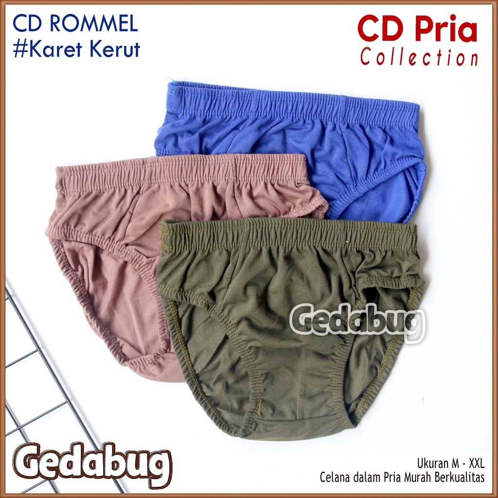 6 Pcs - CD Pria ROMMEL | Celana dalam pria Karet Kerut Murah Berkualitas | Gedabug