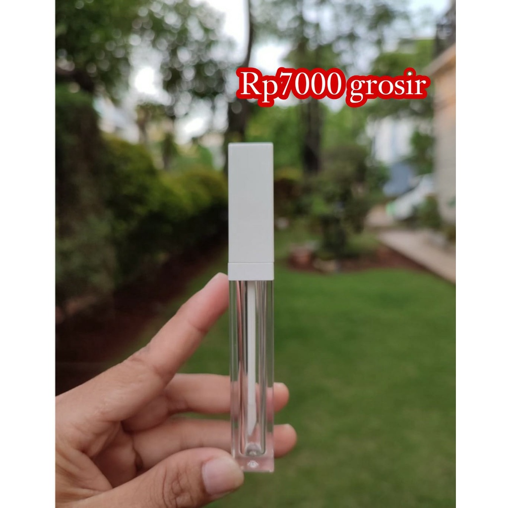 Botol Lip Gloss Acrilyc Tebal Kuas Bibir 5ML LipGlossTutup Putih Botol Kosong Lip Balm Botol Refill 