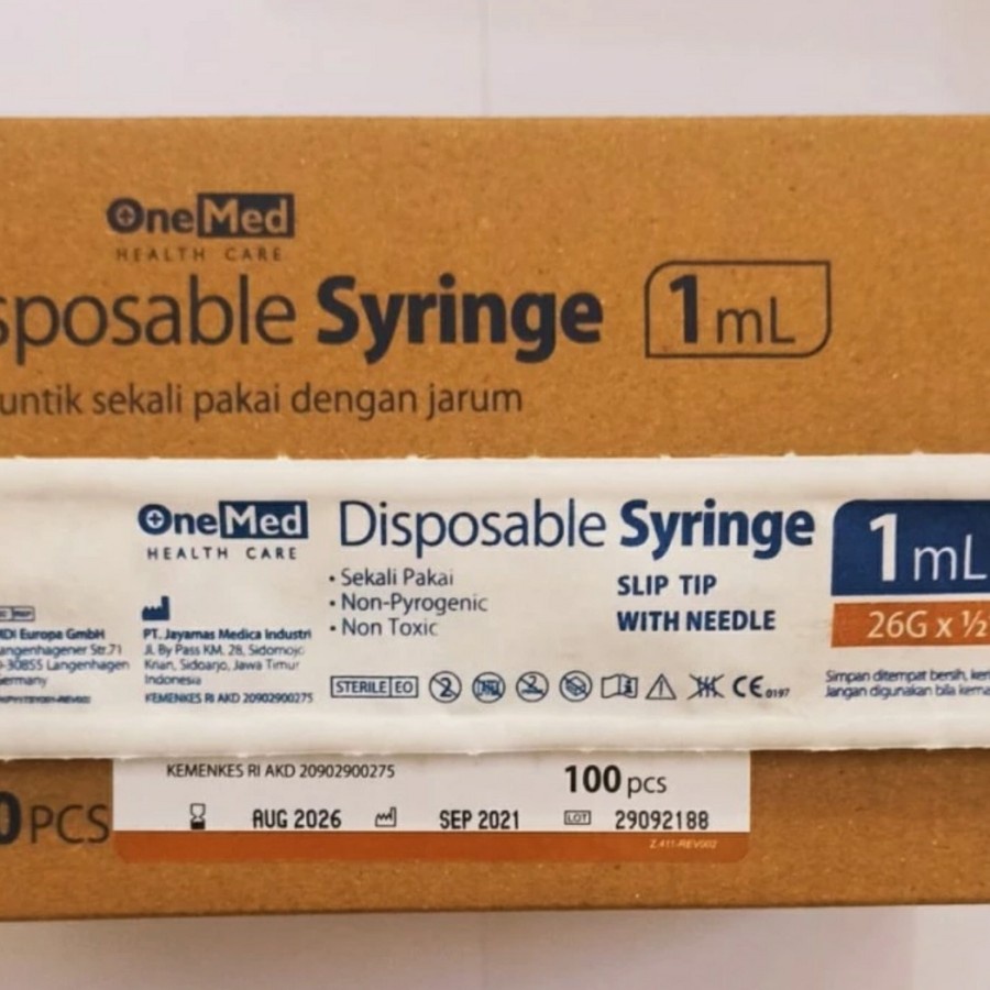 Syringe 1cc/ml - Spuit Onemed Box 100pcs