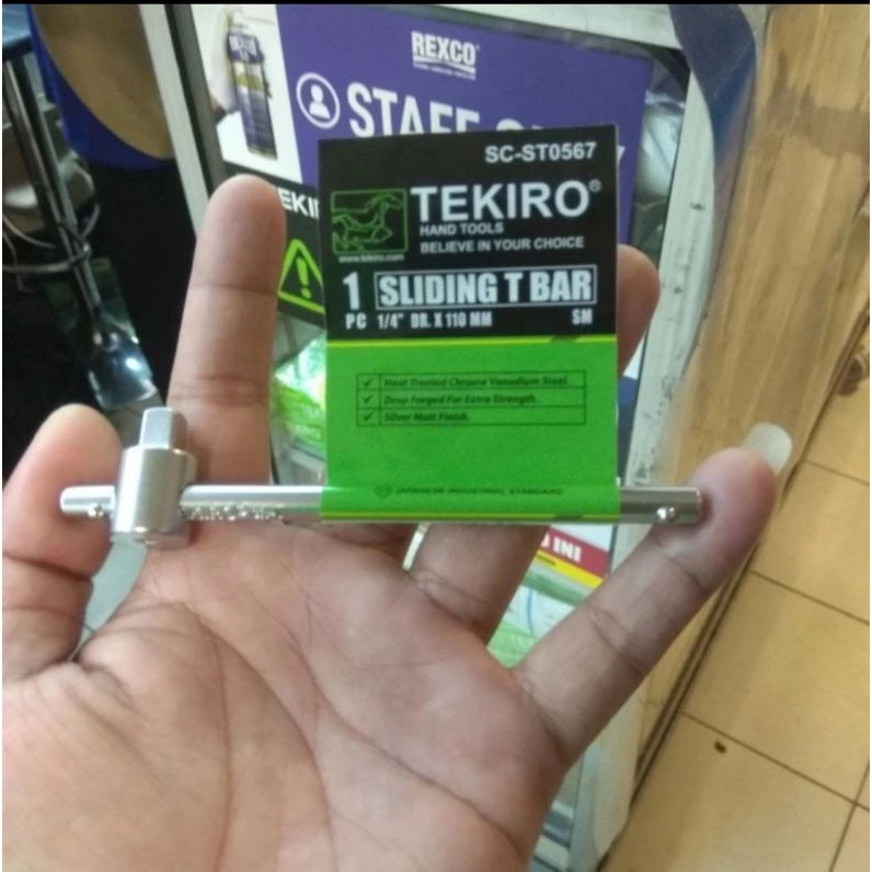 Tekiro gagang sock T 1/4&quot; x 4&quot; / sliding T bar 1/4 x 4 inch