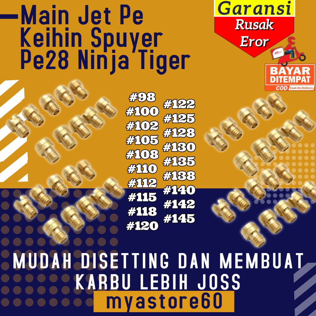 Main Jet MJ Untuk Karbu PE 28 Karburator Carbu Keihin Spuyer Carburator Pe28 Ninja Tiger