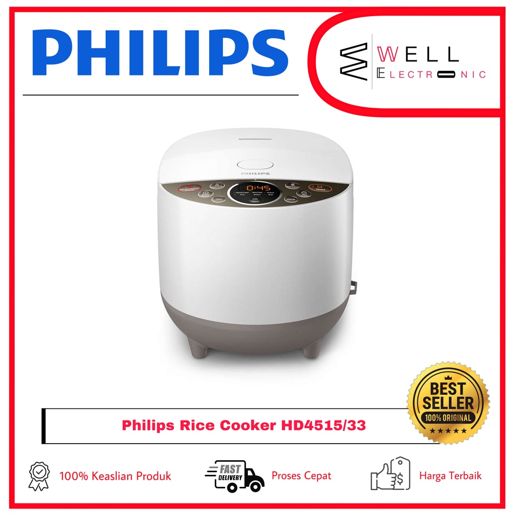 (NEW) PHILIPS MAGIC COM RICE COOKER DIGITAL HD4515/33 HD 4515 -WHITE (NEW)