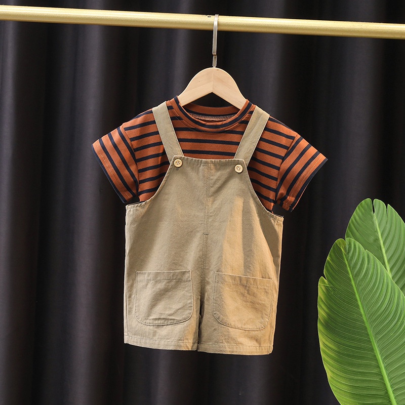 Baju kodok anak lucu lengan pendek model GARIS COKLAT usia 6 bulan - 5 tahun premium STP-7000