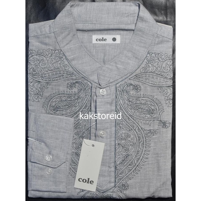 BISA COD Baju Muslim Koko Pria Lengan Panjang COLE Abu Motif COC 103 ORIGINAL /BAJU KOKO PRIA/BAJU K