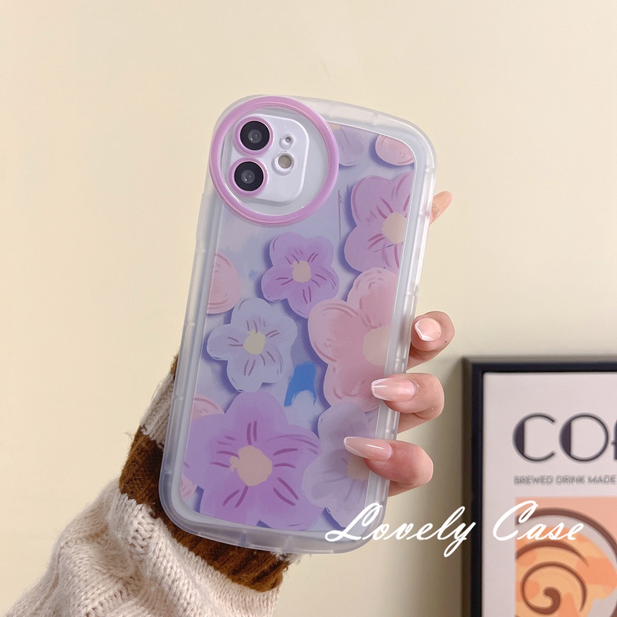 Redmi Note12 A1 10A 10C 9 9T 9A Note 11 Pro+10 10s 8 7 Pro Mi12 11 Lite 11Ultra 10 12T 11T 10TPro Poco M3 Pro X3 GT Pink Ungu Flowers Casing Soft Cover Bening