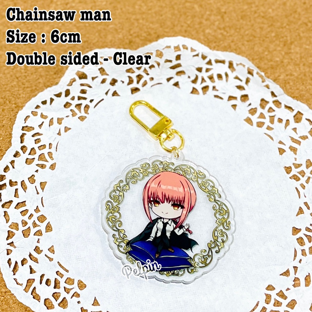 Gantungan kunci anime chainsaw man 6cm bening akrilik DEnji aki makima power keychain anime