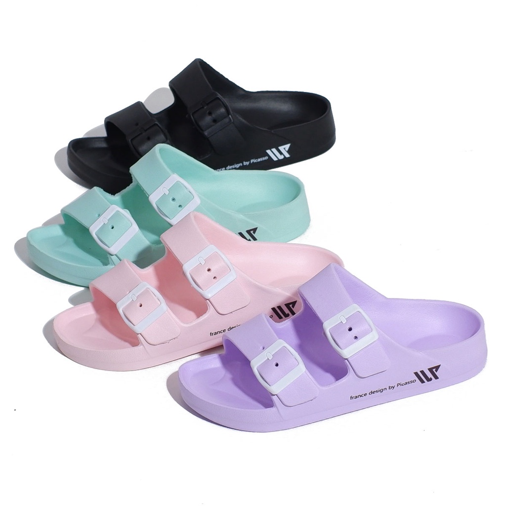 Wespro SL01 Sandal Selop Karet Wanita Jelly Empuk Sendal Slop Jely Rumah Cewek Perempuan Dewasa Kekinian Ban 2 Gesper