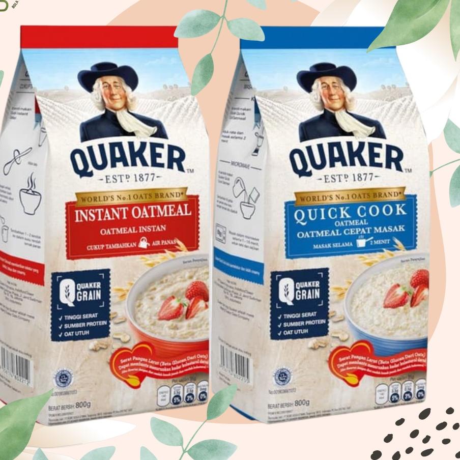 

♚ QUAKER Oats Oatmeal-Instant-Quick Cook Bag Pack 800 g-Instan-Masak ►